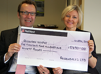 Rossendale's Ltd Cheque Presentation